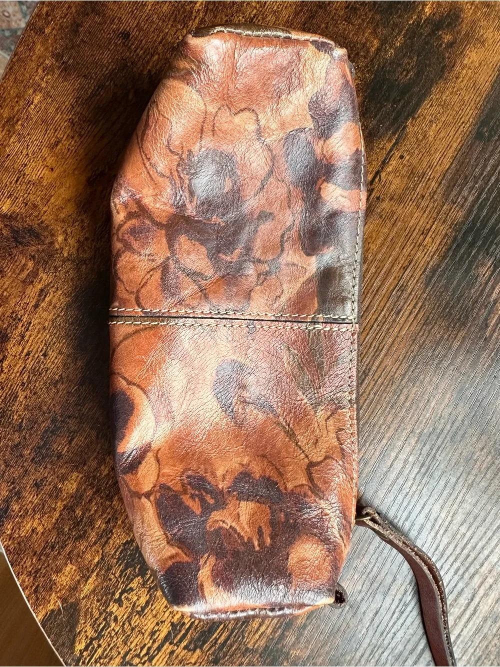 Patricia Nash Brown Floral Leather Cosmetic Case